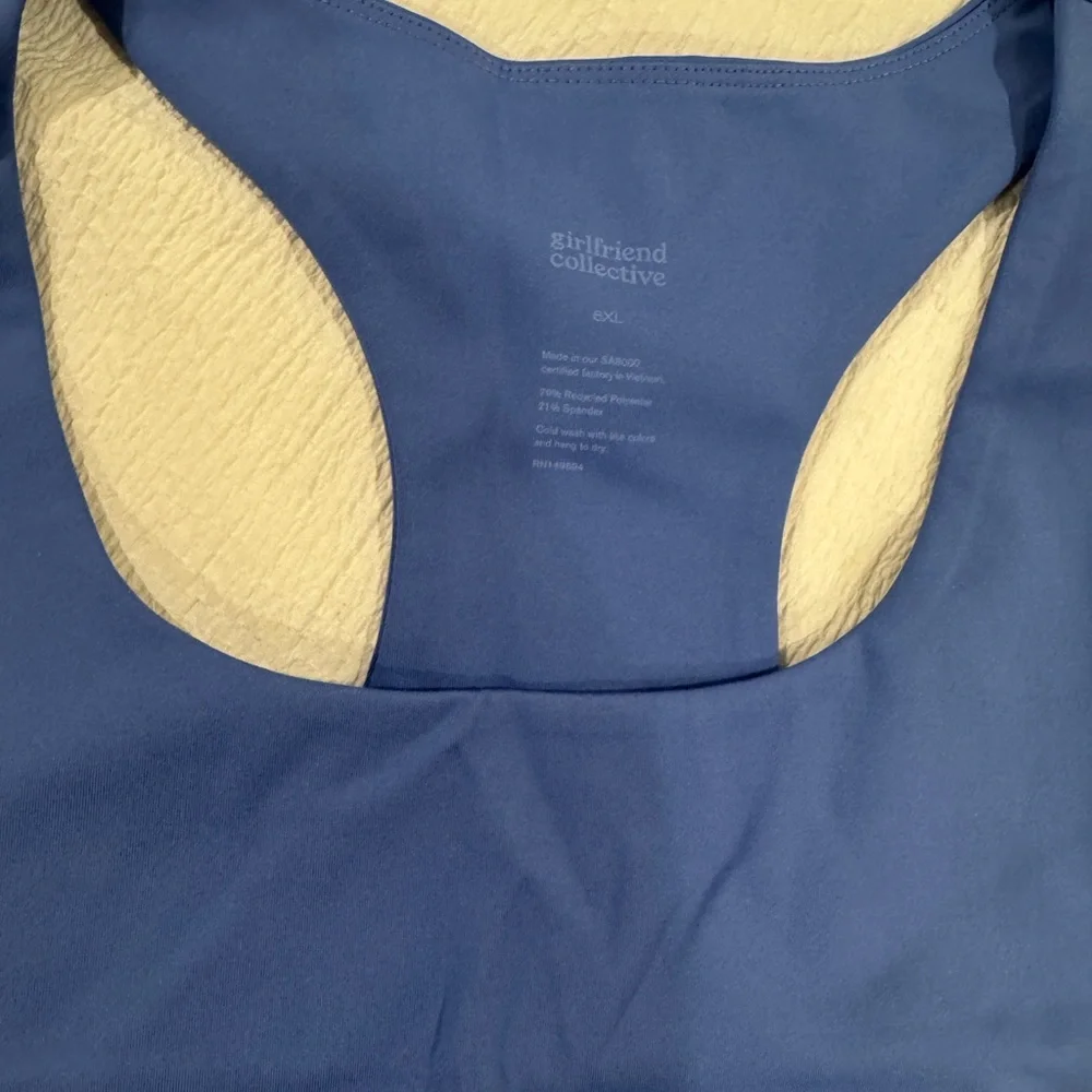 Girlfriend Collective Paloma Racerback Sports Bra Set in Brown‎ and Blue - Picture 5 of 8